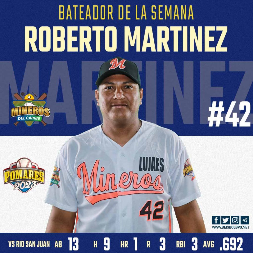 Roberto Martinez bateador de la semana cinco Pomares 2023
