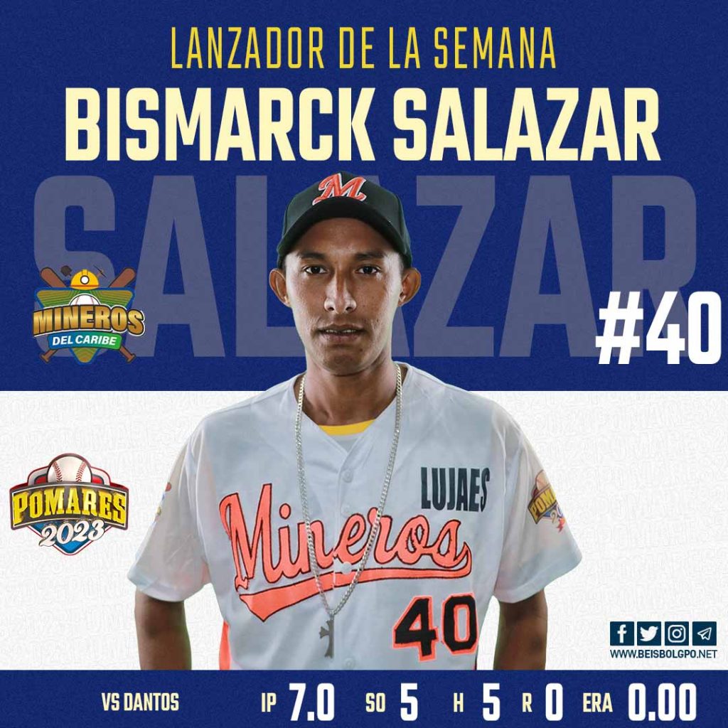 Bismarck Salazar lanzador de la semana POMARES 2023